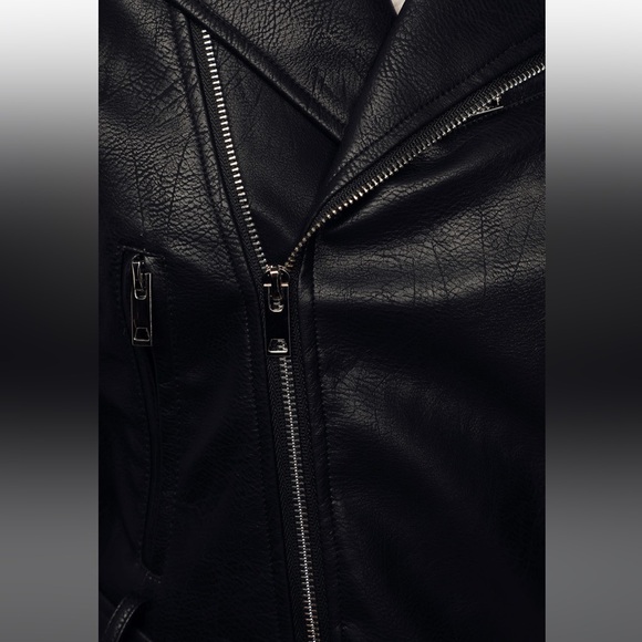 Off The Edge Black Vegan Leather Moto Jacket - Picture 7 of 13